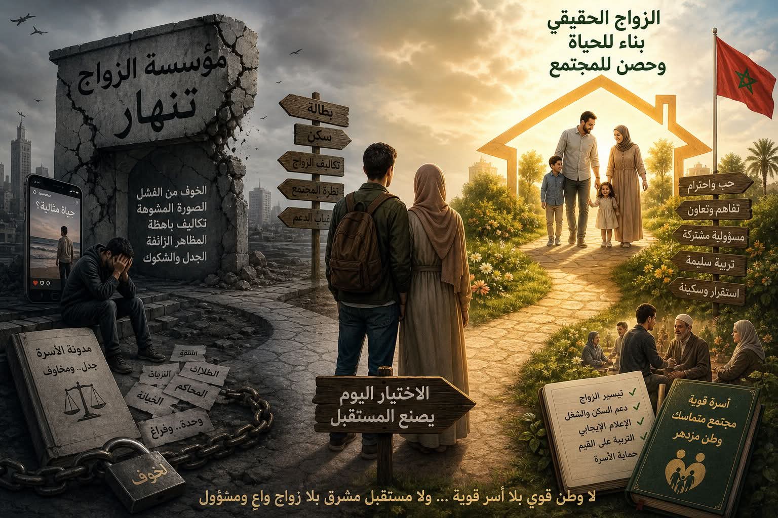 مؤسسة الزواج تنهار : الشباب ليسوا في حاجة دعوة للزواج بل إلى إعادة الاعتبار لمعناه الحقيقي .