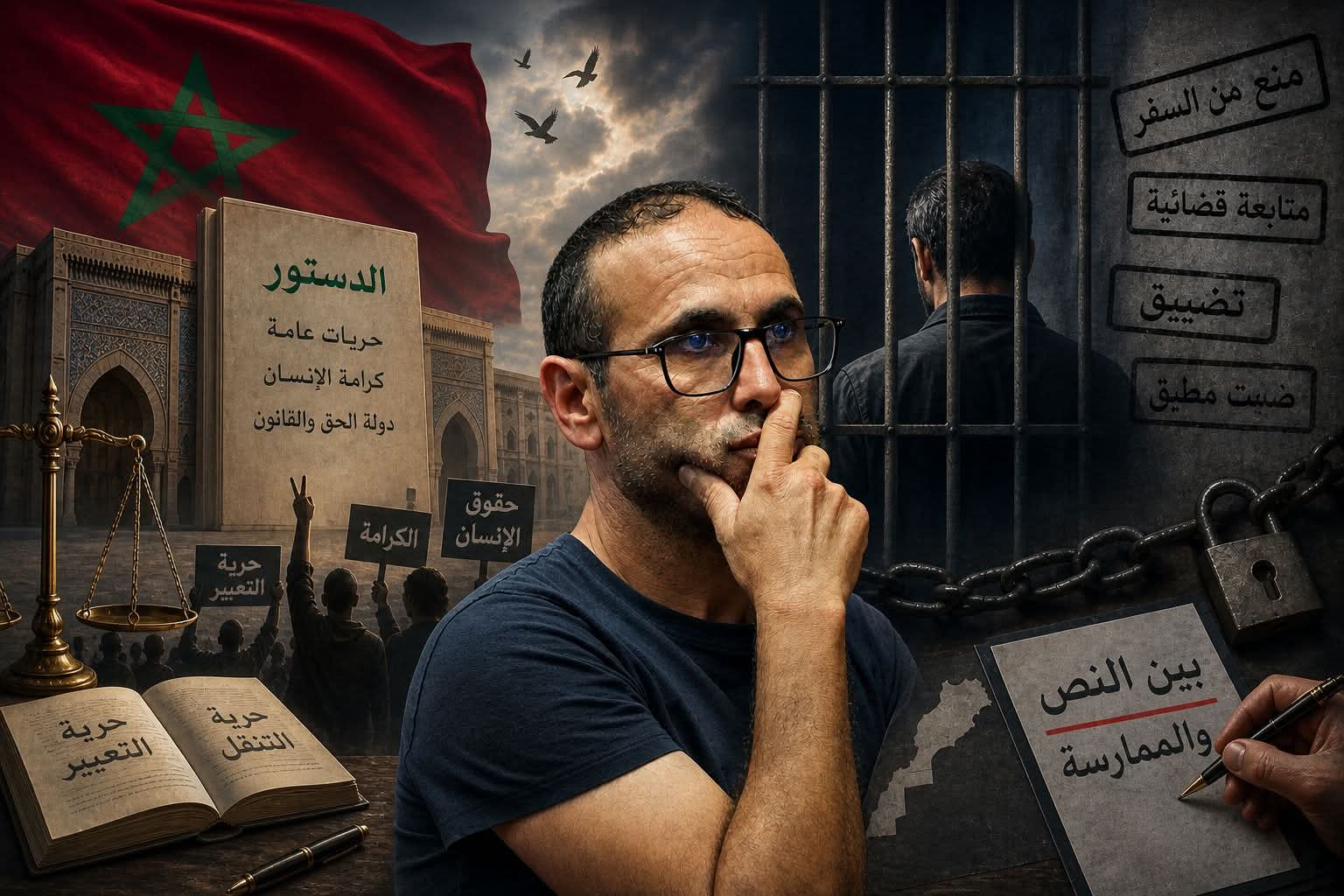 الحقوق و الحريات بالمغرب بين النص والممارسة : قضية الدكتور المؤرخ المعطي منجب نموذجا