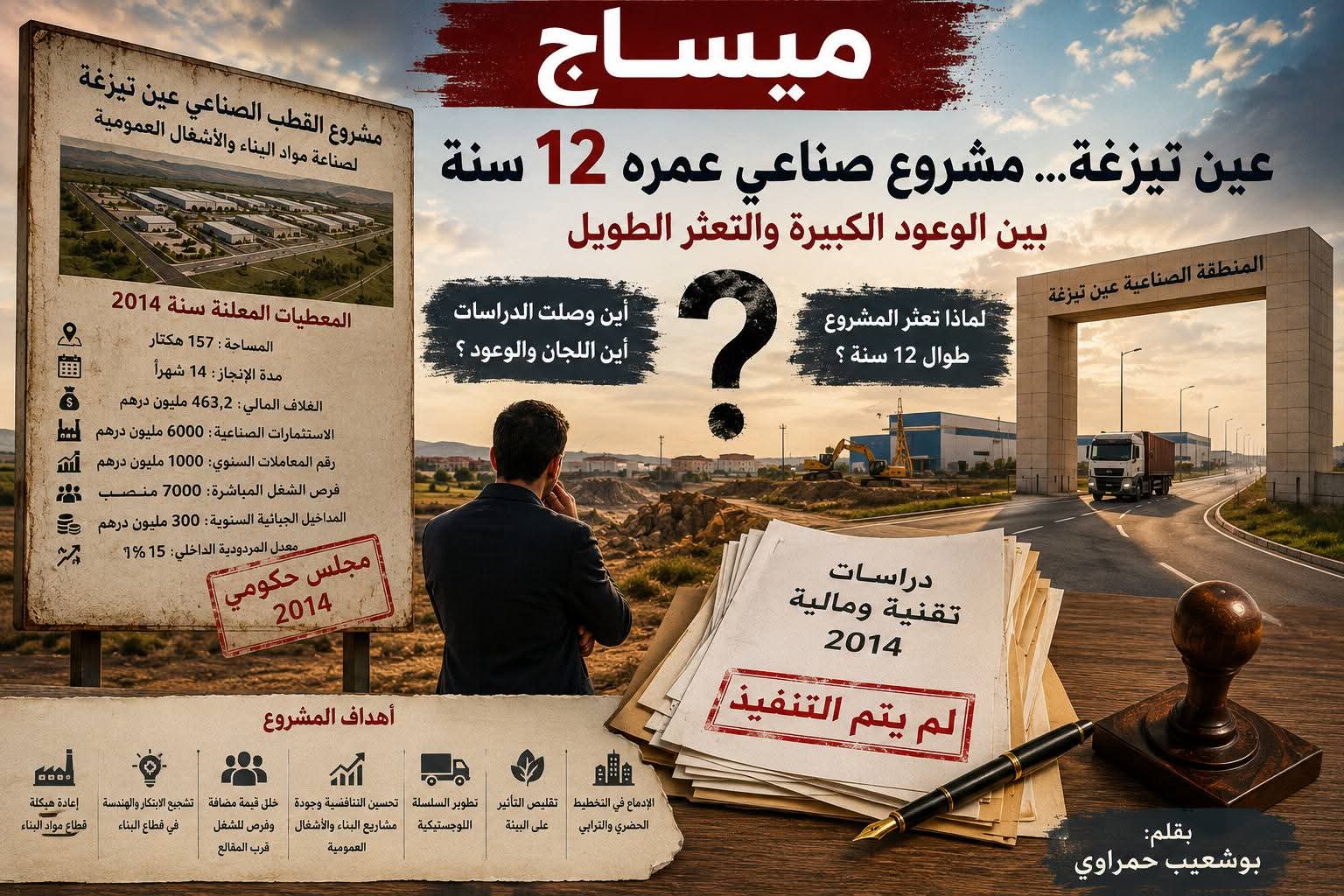 القطب الصناعي عين تيزغة : مشروع استراتيجي عمره 12 سنة يعيد طرح أسئلة الحكامة والمحاسبة بإقليم بنسليمان
